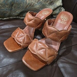 Vince Camuto Women's Brown Quilted Slide Sandals